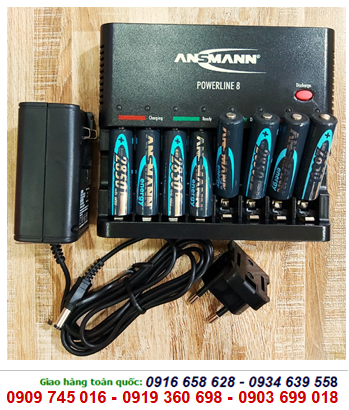 Bộ sạc pin AA Ansman Powerline 8 - 8Ansman AA2850mAh, kèm sẳn 8 pin sạc Ansman AA2850mAh 1.2v chính hãng